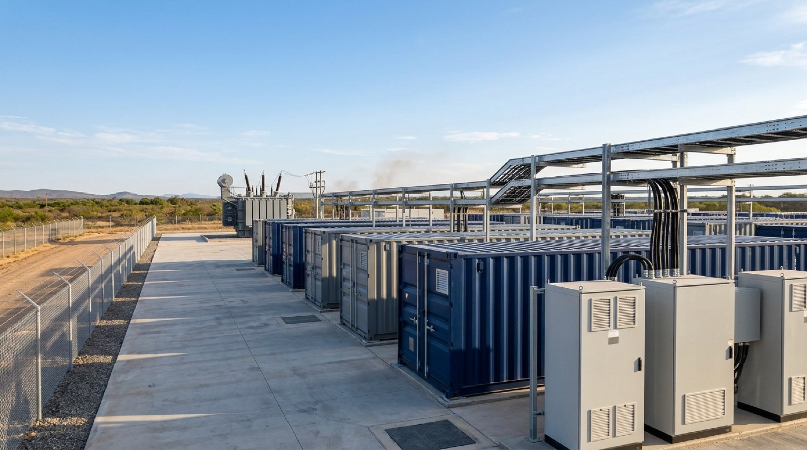 LFP BESS containers at a commercial site