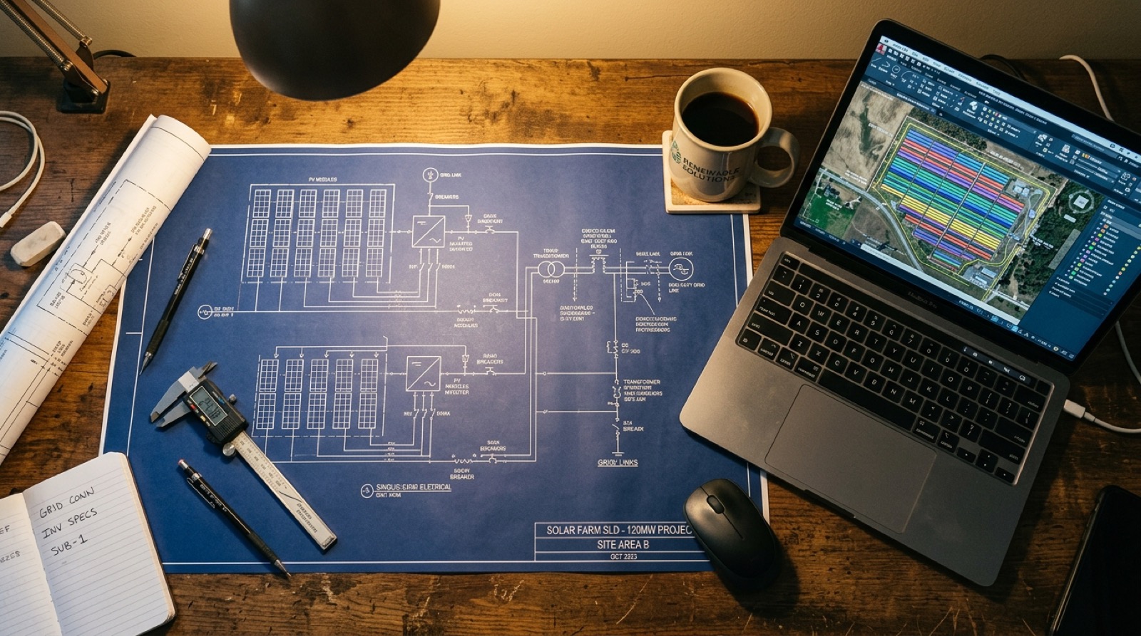 Engineering desk with glare modelling