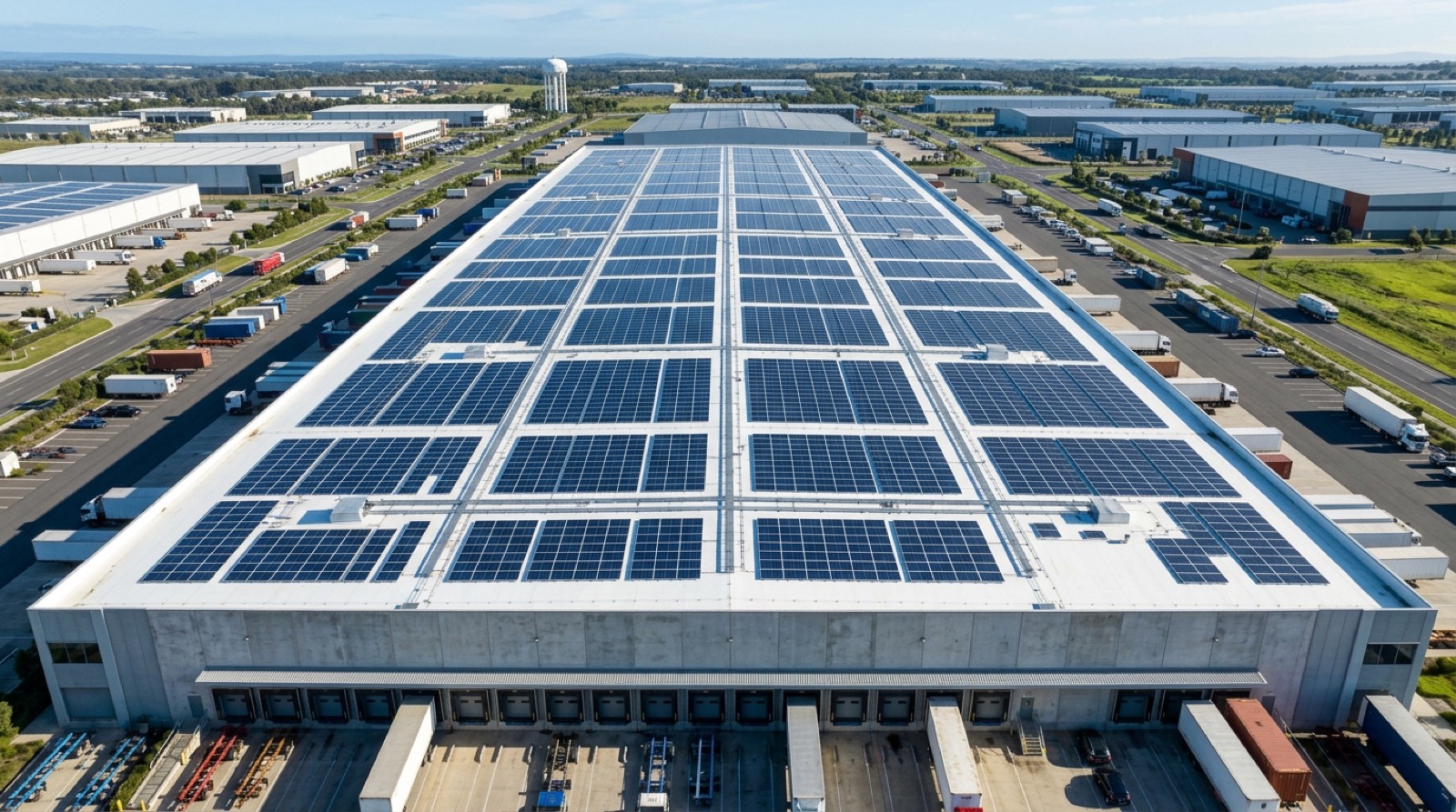 Rooftop PV detail with ballast